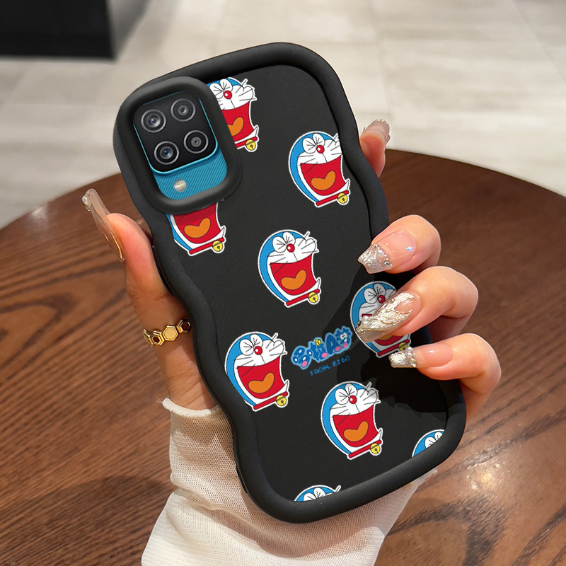Casing HP Untuk Samsung A12 4G A12 5G M12 F12 Case Kartun Wavy Edge Macaron Cesing Silikon Softcase 