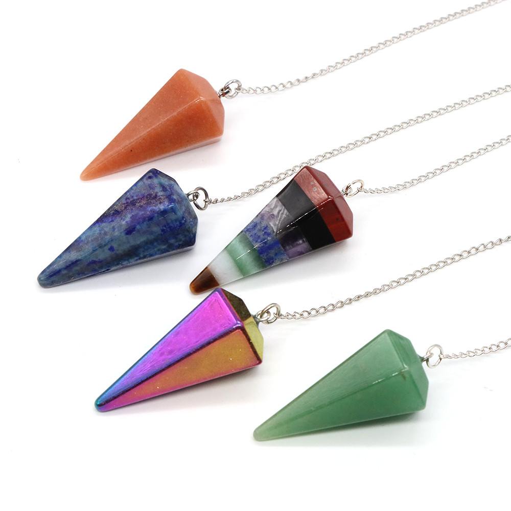 Natural Quartz Reiki Healing Pendulum Dowsing Spiritual Divination Cone Crystal Stone Pendulos Small