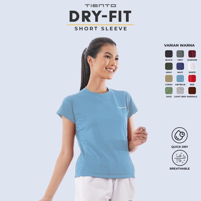 Tiento Kaos Dry Fit Women Running Baju Olahraga Lari Wanita
