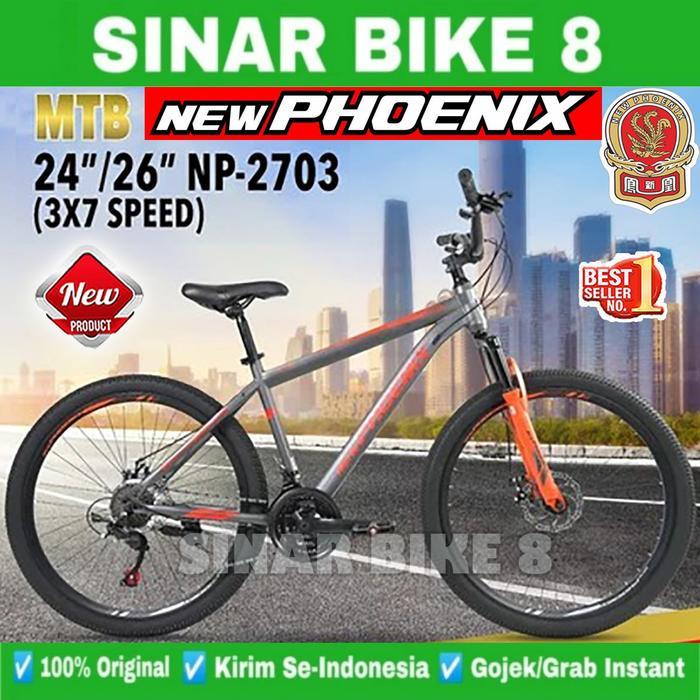 SEPEDA GUNUNG MTB PHOENIX NP 2703 UKURAN 24, 26 INCH REM CAKRAM