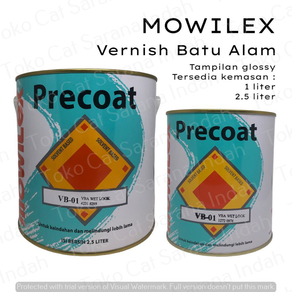 Mowilex Precoat Clear Coating 2.5liter Vernis Batu Alam Kilap Mowilex Cat Vernis Batu Alam Kilap
