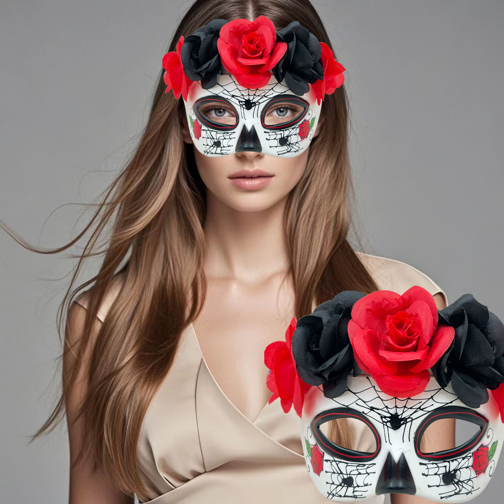 1Pc-6Pc Ladies' Half Face Mask Suitable For Role-Playing Pro Su As Halloween Day Of The Dead