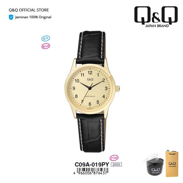 Q&Q QnQ QQ Jam Tangan Arloji Wanita Analog Kulit - C09 C09A Tahan Air