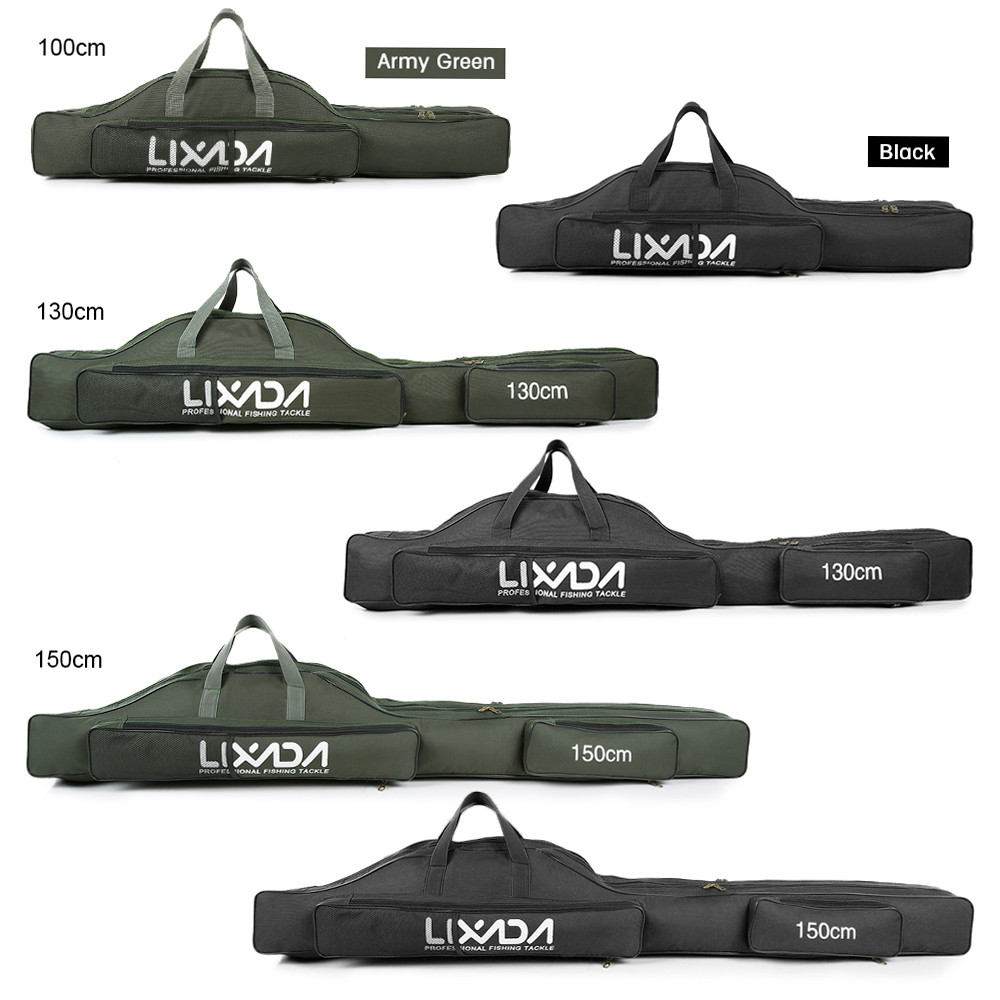 Lixada 100/130/150cm Fishing Bag Portable Folding Fishing Rod Reel Bag Fishing Tackle Carry Case