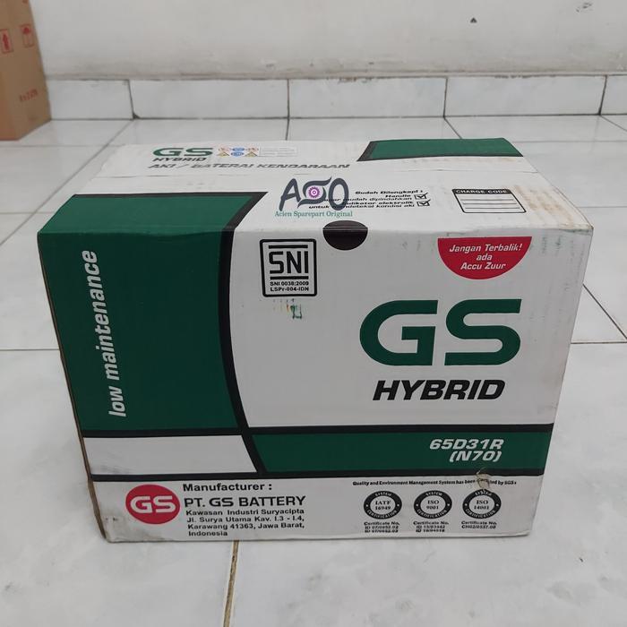 Baru Aki 70A 70 Ampere N70 65D31R Gs Astra Hybrid Ori Berkualitas
