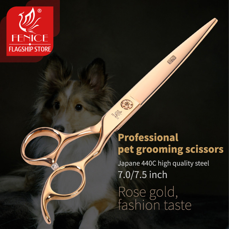 Fenice 7/7.5 inch professional pet grooming scissors for dogs cutting scissors gold color pet scisso