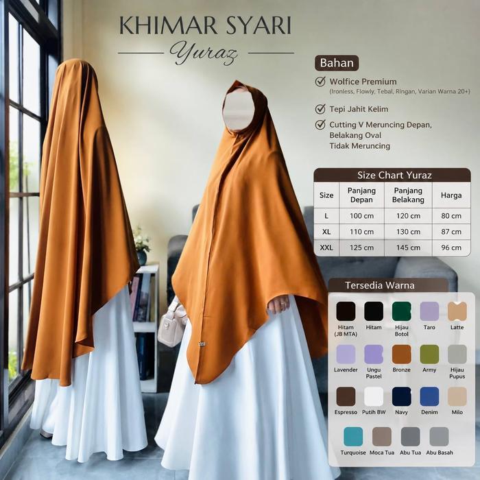 Mahzhuuzh--- yuraz nonpet--- Khimar Wolfis Premium Jumbo Hitam Putih Navy Syari Non Pad Cutting V L