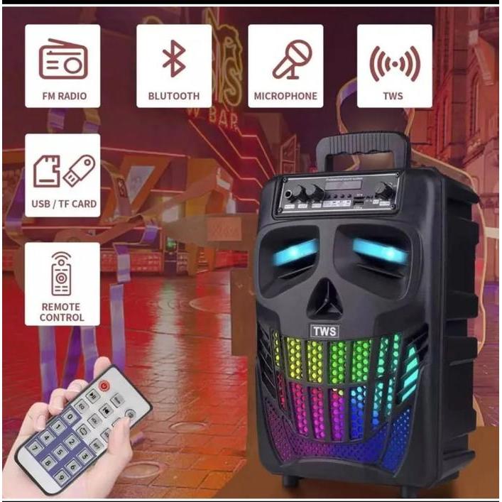 Promo Mkc Kimiso Speaker Bluetooth Qs-7801 Full Bass 8.8Inch Dengan Microfon Kabel & Wireless