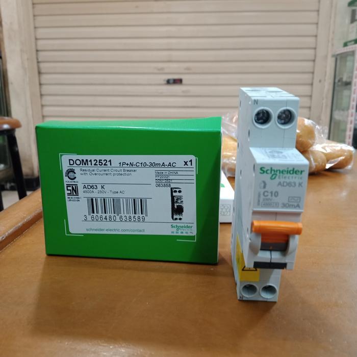 TERBARU ELCB RCBO SLIM SCHNEIDER 1P 10A 30MA