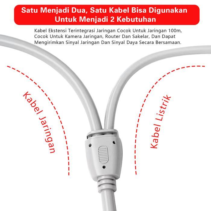 Nadia - Xihancam Kabel Lan Rj45 Dan Kabel Power Dc 12V 2 In 1 Kabel Lan Power Cctv Extension 10 20