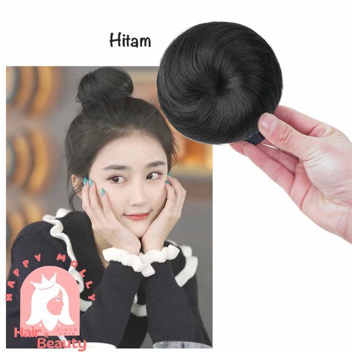 Fun Bun Wig Cepol - Jepitan Konde Rambut Wanita Korea - Sanggul W8169 - Hitam