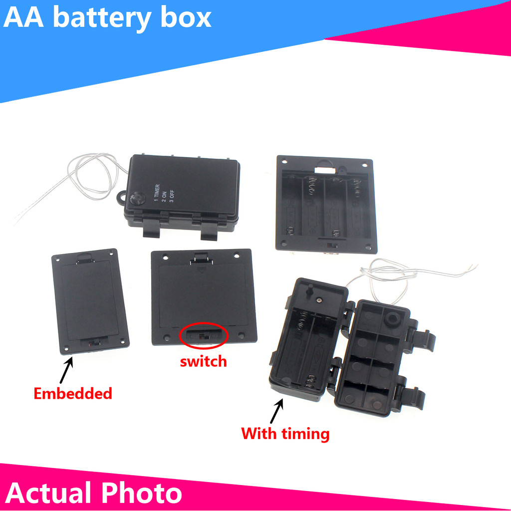 AA Square battery box AA Four three two five embedded battery base with cover switch with timing