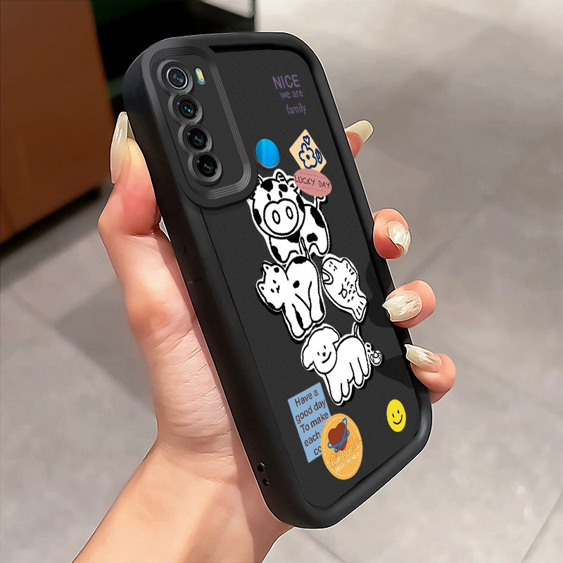 Casing Hp Xiaomi Redmi Note 8 Redmi Note 8T Redmi Note 8 Pro Case Cartoon Black and white Cow Kasing