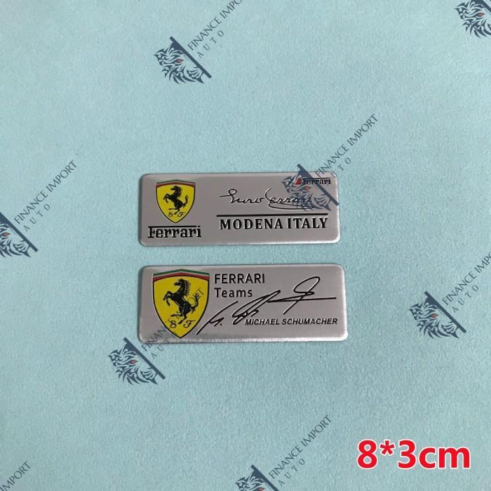 Ada Stok Emblem Alumunium Ferrari By Michael Schumacher Sticker Plat Ferrari