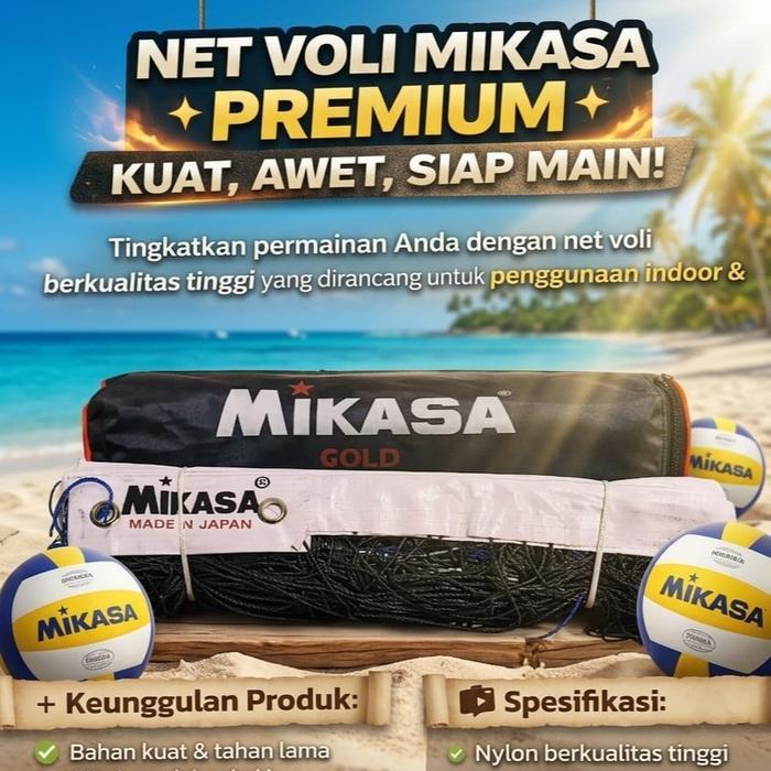 Net Bola Voli Mikasa Gold Volley Volly -Net Voli Murah - Net Bola Voli Ball Outdoor