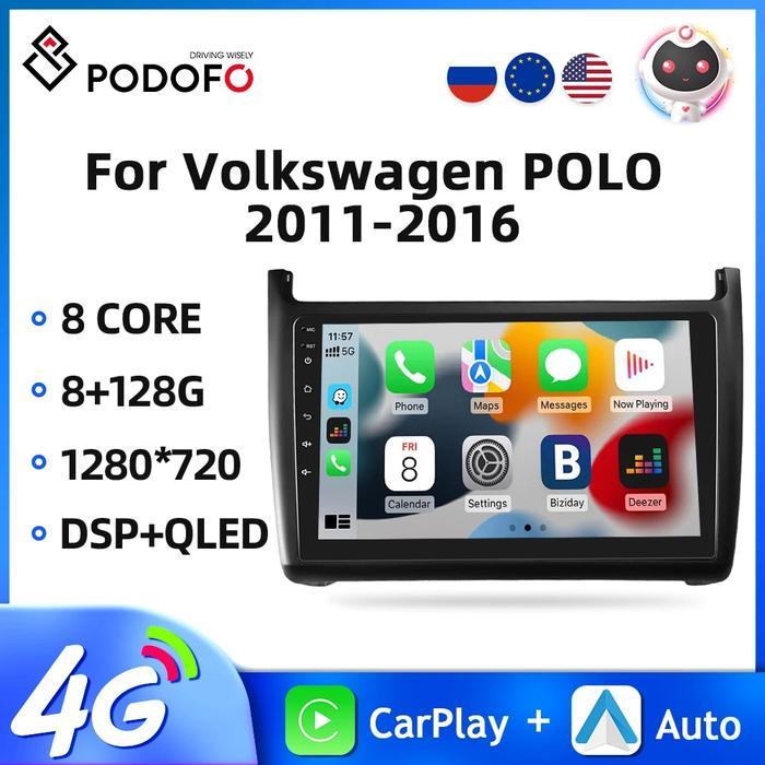 Podofo 2Din Car Radio Android 10 Car Multimedia Player For Volkswagen
