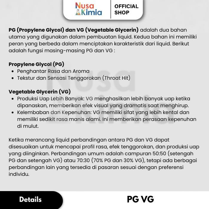 Paket Bundling Vg (Vegetable Glycerin) + Pg (Propylene Glycol) 500Gram