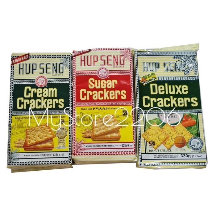 HUP SENG Sugar Crackers, Cream Crackers & Deluxe Vegetable Cracker impor Malaysia / Biskuit Gula /