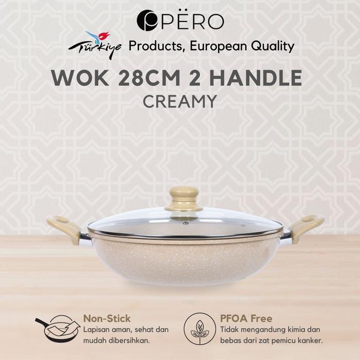 Pero Mercin Wok 28Cm 2 Handle + Tutup Wajan Penggorengan