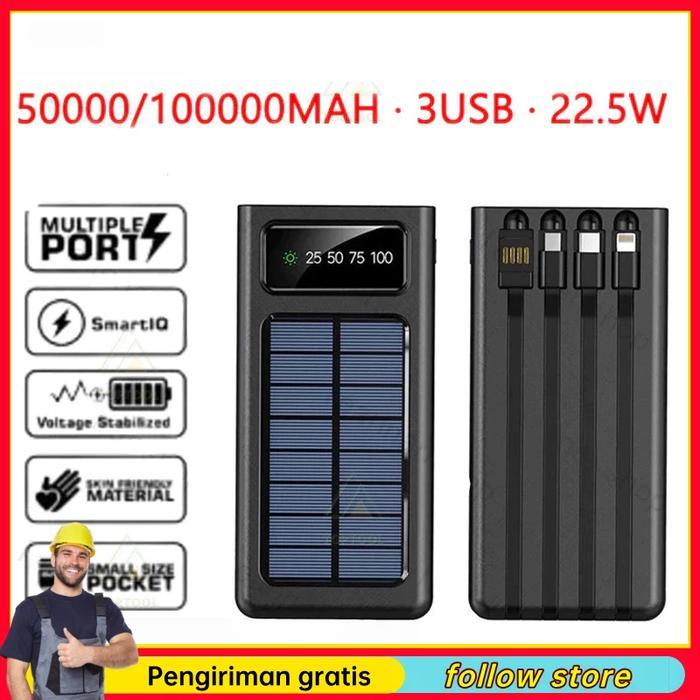 50000/100000 MAH Powerbank Robot Power Bank Solar Cell Multifungsi Solar Cell Tenaga Surya Portable