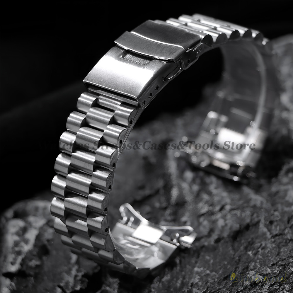 Luxury urved Strap for Seiko SKX007 SKX009 Solid Stainless Steel th Band Three Beads 20mm 22mm Ar