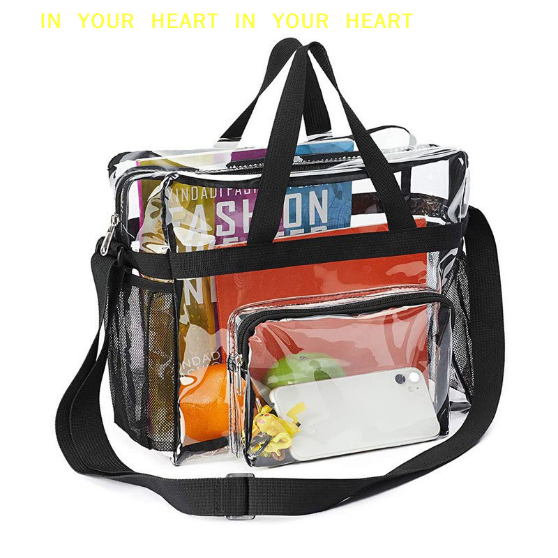 XLarge Capacity PVC Transparent Bag Portable Washing Bag Clear Tote Multi Pocket Handbag
