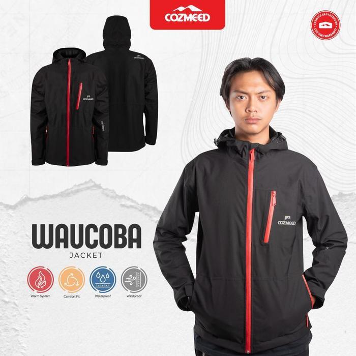 [ GRATIS HADIAH ] Cozmeed Jaket Sport Gunung Extreme Pria Waucoba 1.1 Black Dapat Topi Trucker