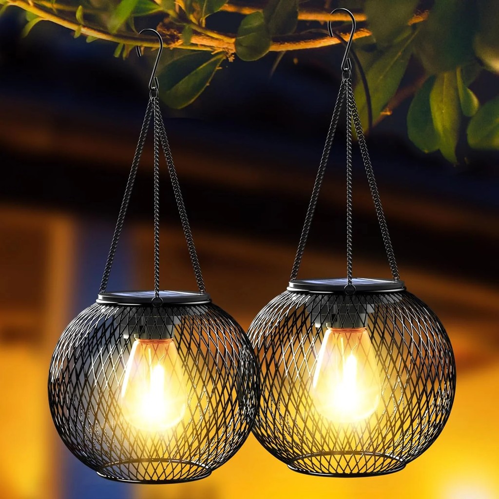 Solar Lanterns Outdoor Lights, Brighter Hanging Solar Lights Outdoor Waterproof, Auto On/Off Outdoor