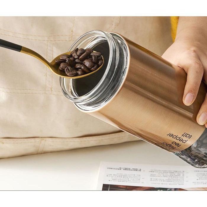 [Ms] Botol Tempat Bumbu Kaca Serbaguna Untuk Kopi, Teh, Gula, Toples Kacang, Dan Biji-Bijian