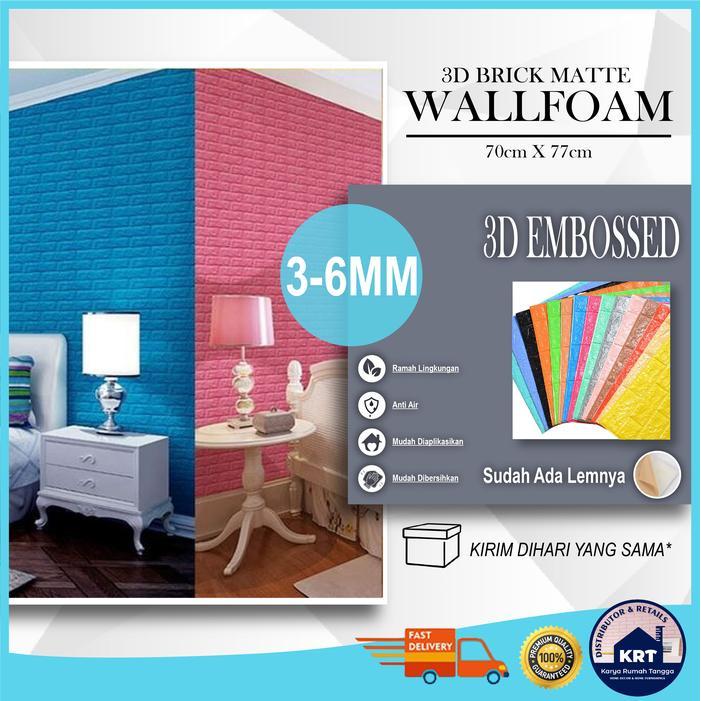 [Matte] Wallpaper 3D Brick Foam Emboss 8,5mm Bata Alam Stiker Timbul