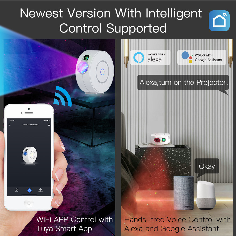 MOES Tuya WiFi Smart Star Projector Galaxy for Holiday Party APP Control Smart Home Nebula Projector