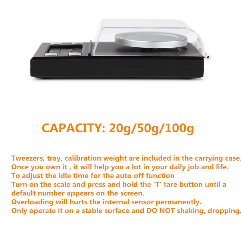 Jewelry Scale High Precision 20g 50g 100g/0.001g Digital Kitchen Scales Balance Diamond Gem Carat Go