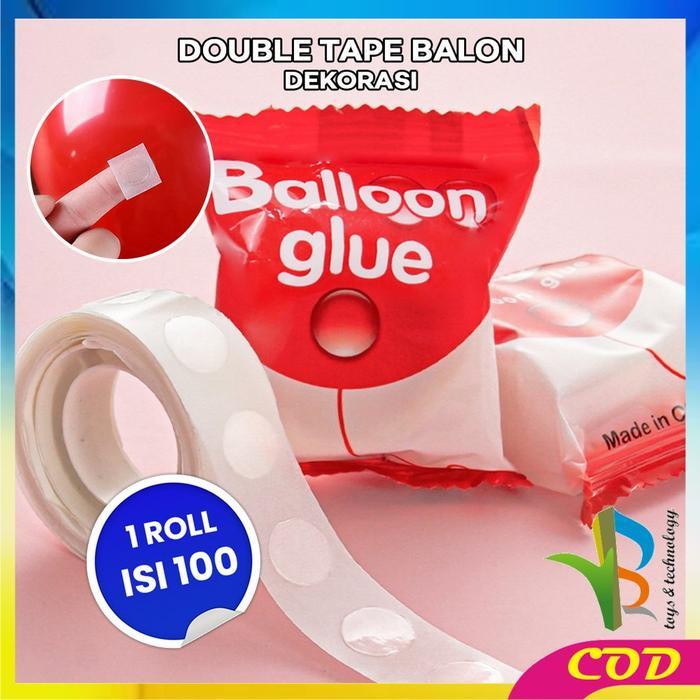 [COD] RB C1000 Lem Balon 1 Roll Isi 100 Dot Double Tape Dekorasi Ulang Tahun