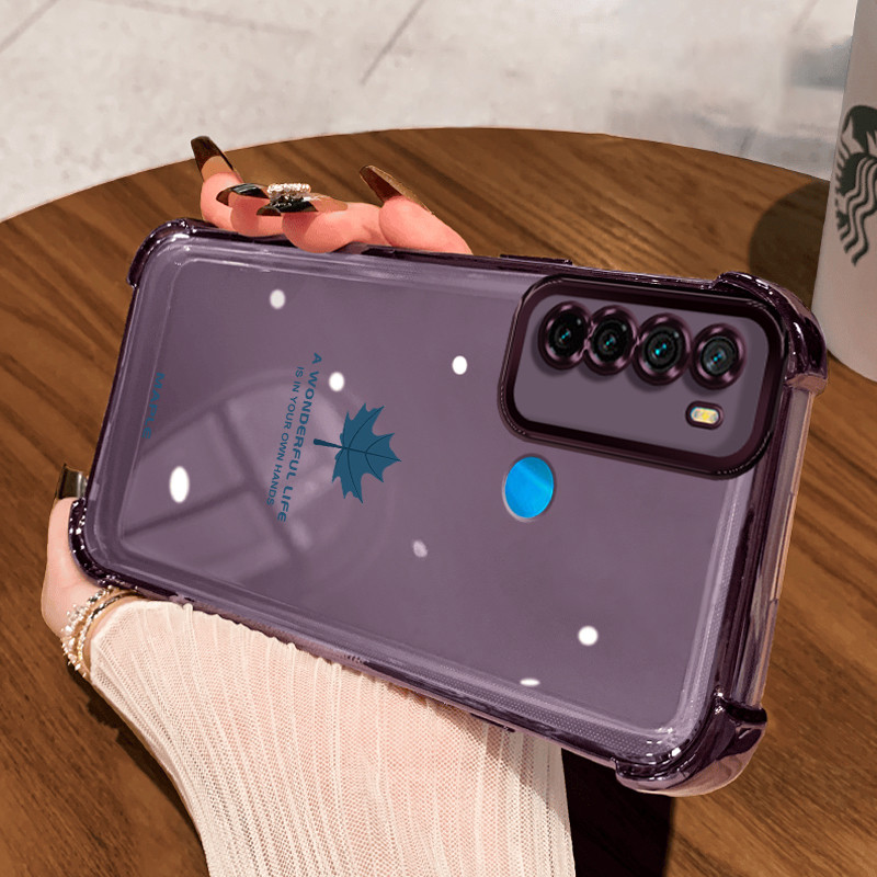 Casing Hp untuk Xiaomi Redmi Note 8 Note 8T Note 9 Case Daun Maple Kasing Clear Cesing Airbag Armor 