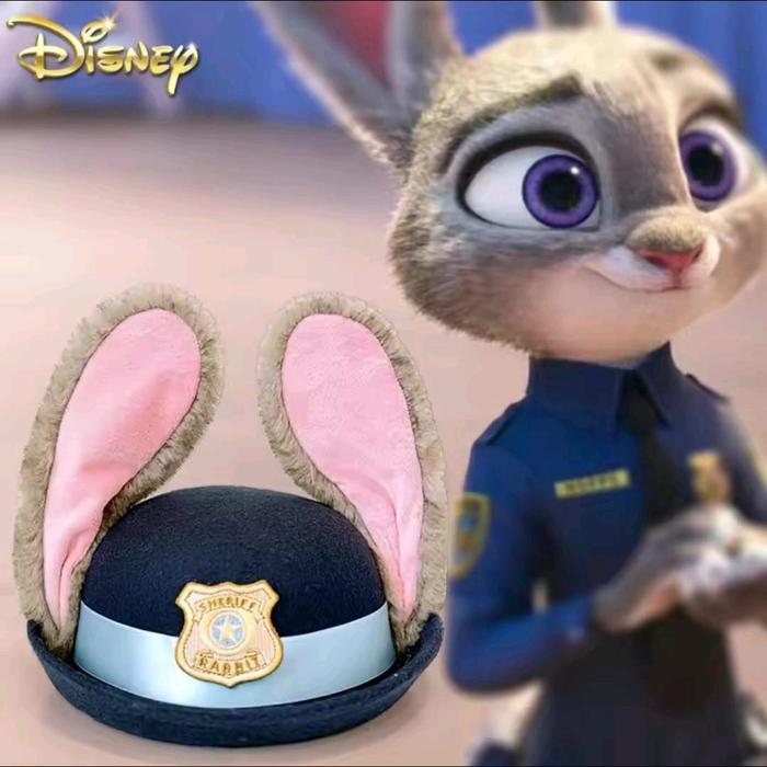 Topi Zootopia Judy Hoops Polisi Kelinci Disney Cosplay Topi Baret Anak Dewasa