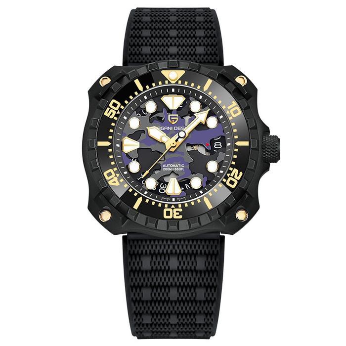 JAM TANGAN PRIA ORIGINAL ELEGANT PAGANI DESIGN MILITARY CAMOUFLAGE FULL AUTOMATIC SAPPHIRE GLASS