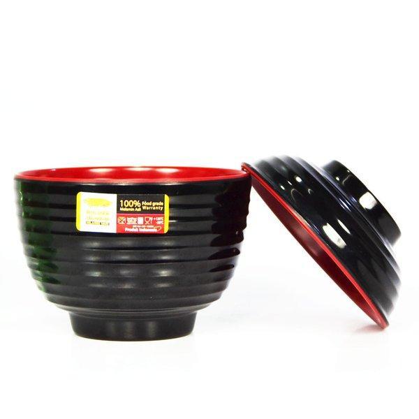 magg- Mangkok Miso Soup Tutup Ulir Japanese Melamin Golden Dragon W 06A8 Hitam Merah Merah