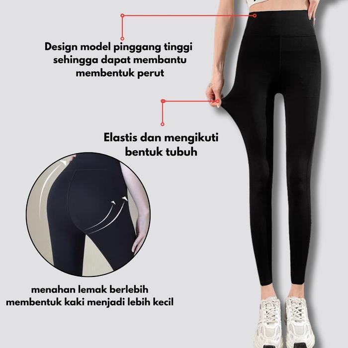 sipo- Folady - P728 Celana Legging Wanita High Waist Sport Pants Ala Korea Style Bahan