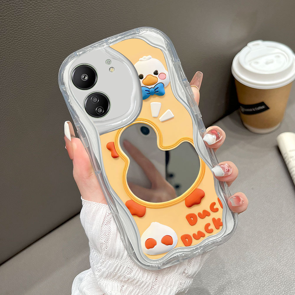 Casing Hp Untuk Xiaomi Redmi 13C Poco C65 Cermin Softcase Case Phone Kesing Mirror Cute Duck 5535 JZ