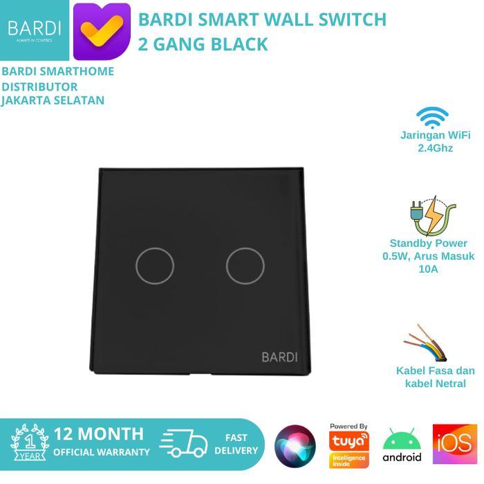 Bardi Smart Wall Switch Saklar Pintar Touch Wifi Smart Home Eu 2-Hitam