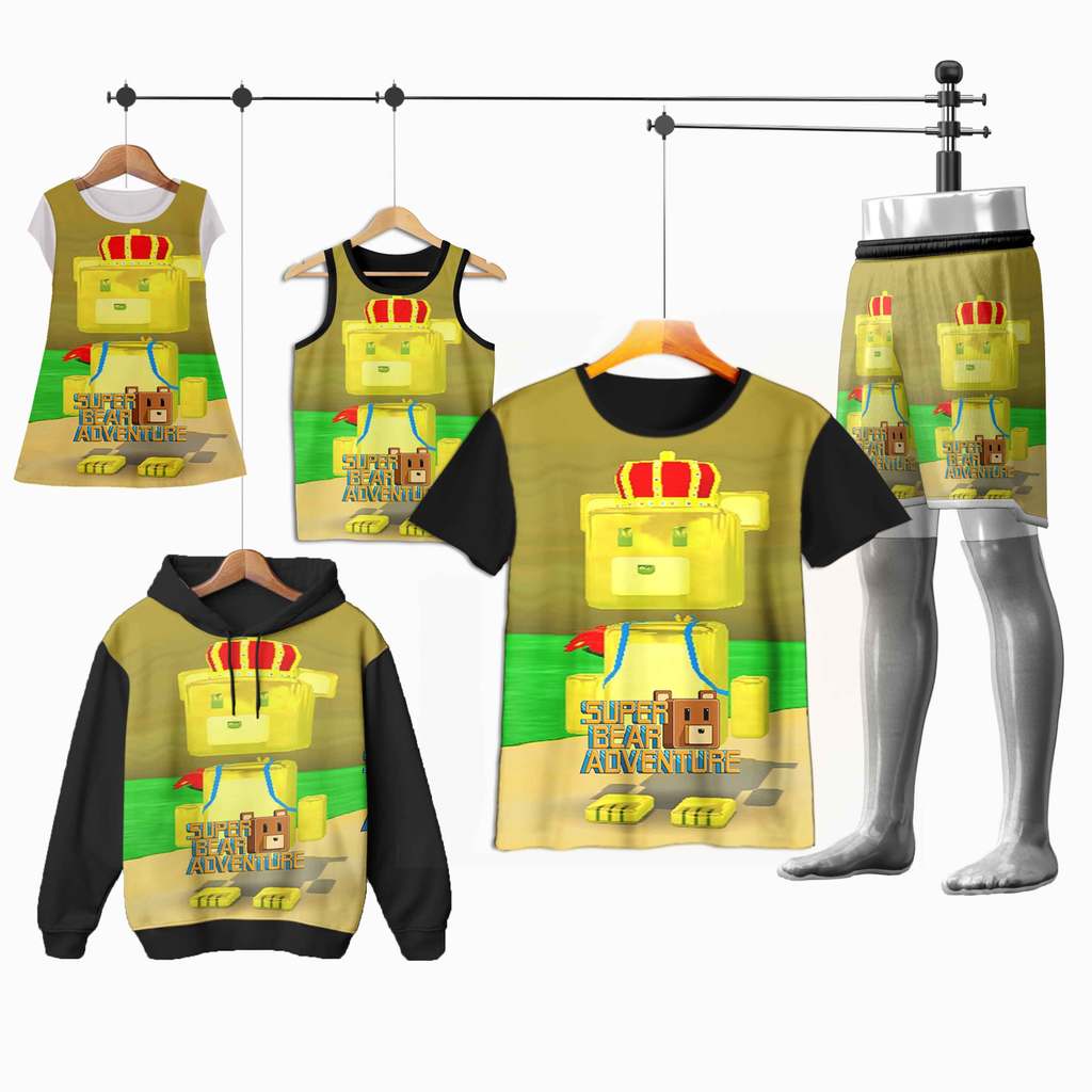 baju Super Bear Adventure 01SBA005 Beruang Sultan 3D Kaos Celana Dress Jaket Lekbong Anak dan Dewasa