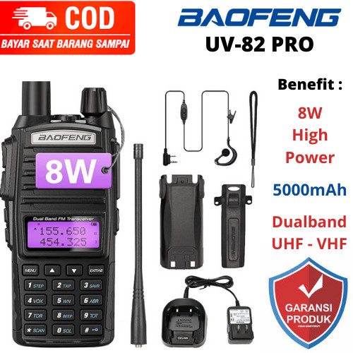terlaris Baofeng UV-82 8watt 5000mAh Walkie Talkie Walky Talky HT Radio UV82 handy talkie jarak jauh