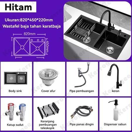 Wastafel 2 Lubang / Washtafel Dapur Modern Minimalis / Bak Cuci Piring - Hitam