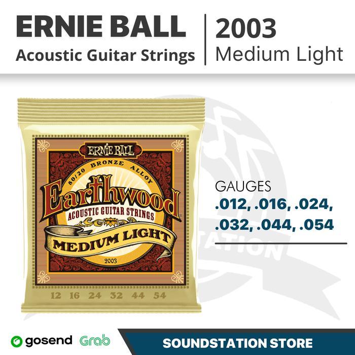 Ernie Ball 2003 Earthwood Medium Light Acoustic Guitar String 12-54 Senar Gitar Akustik 0.12