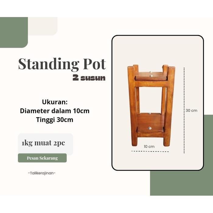 Standing Pot Susun Kayu Minimalis Pot Dekorasi Tanaman Hias Bunga