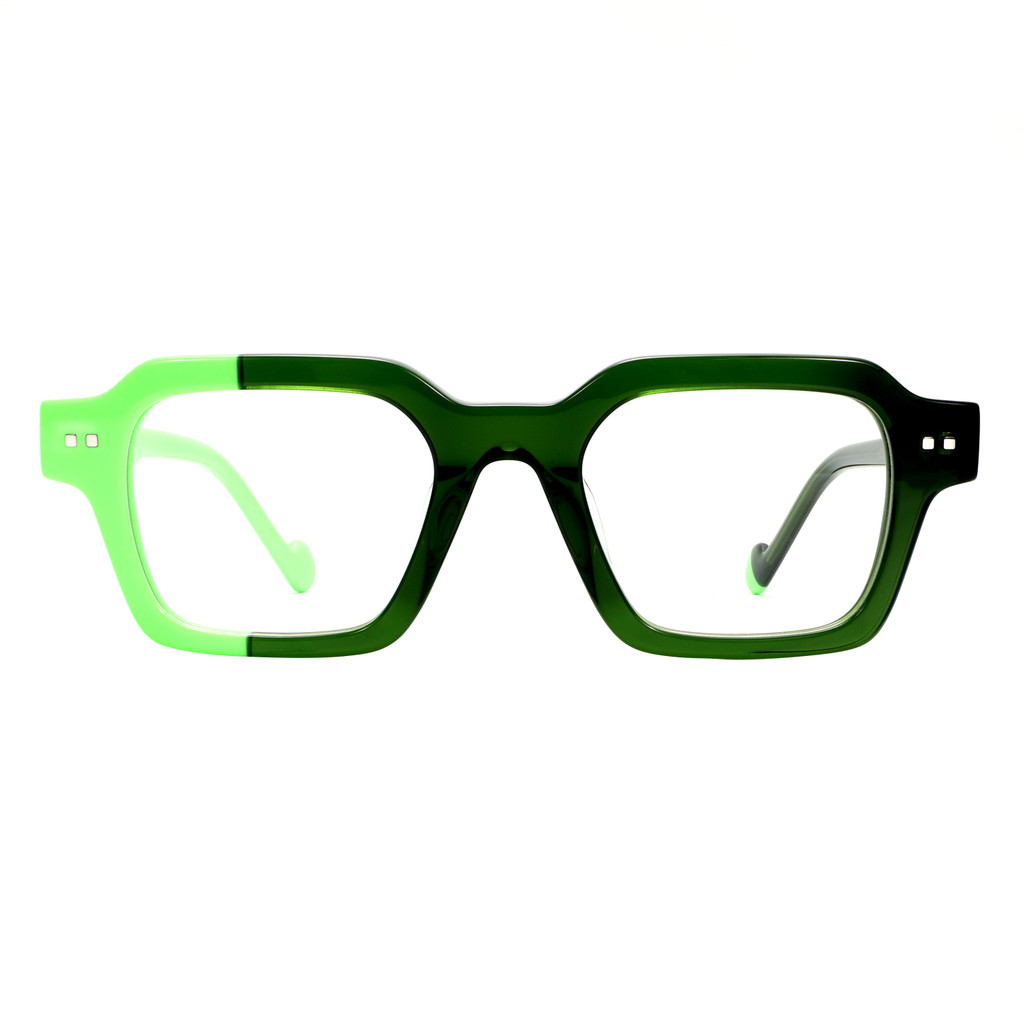 VZONE Modern Retro Glasses Frame Acetate Geometric Asymmetrical Color Splitting Unique Design For