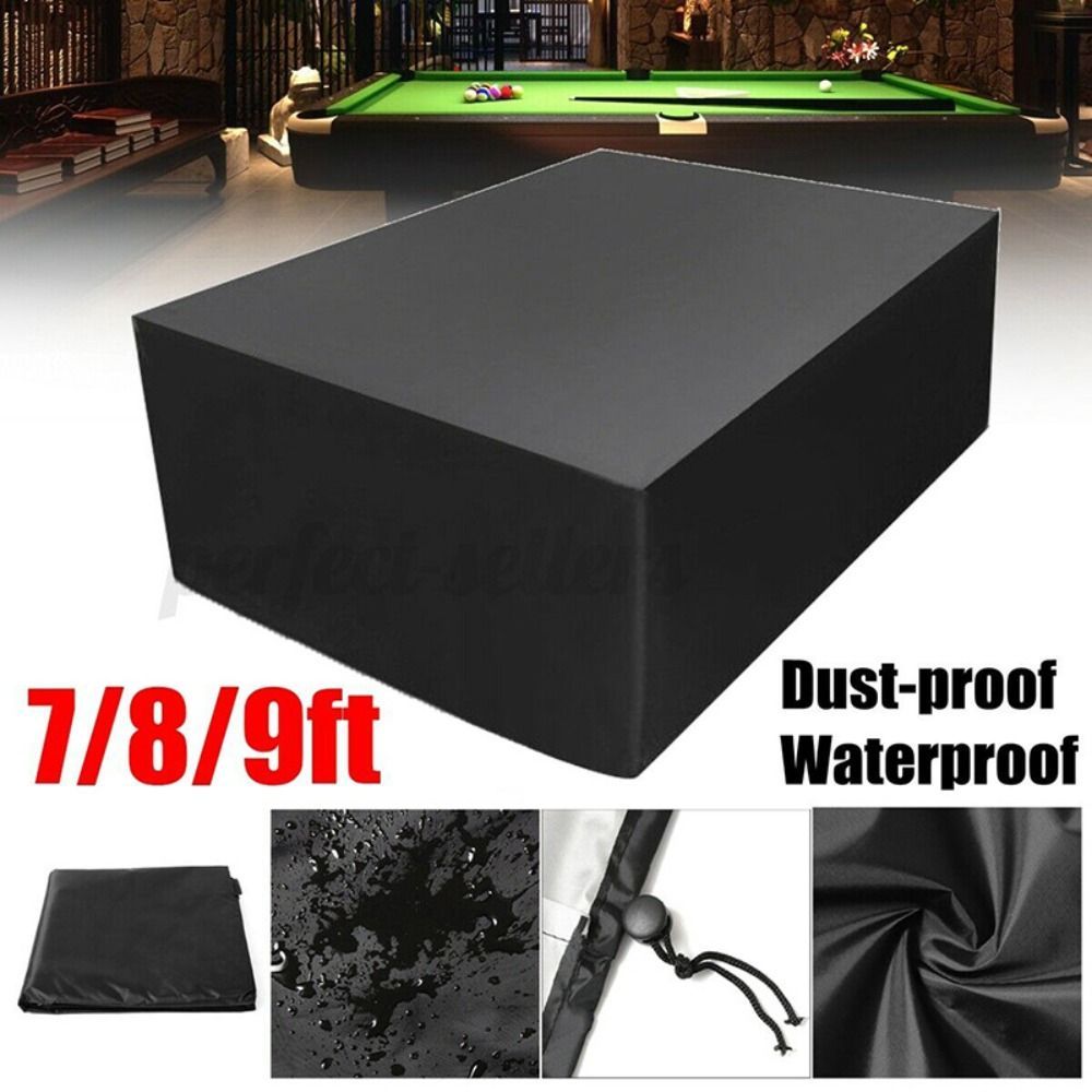 7/8/9 Feet Billiard Table Cover Waterproof Oxford Cloth Pool Table Dust Cover with Drawstring Black