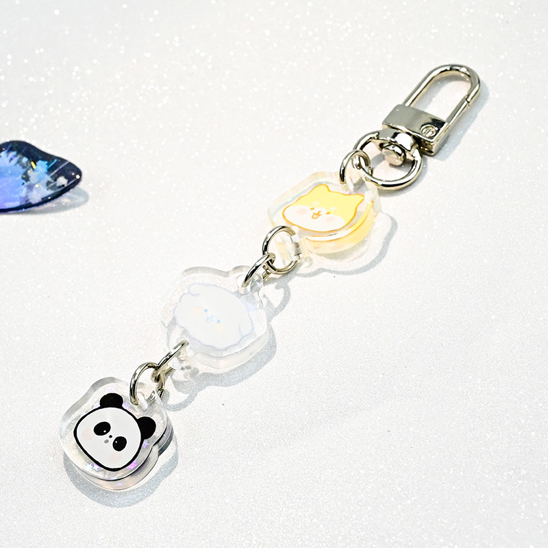 Custom Keychain Clear Glitter Holographic Epoxy Acrylic Phone Keychain Cartoon Anime Charms