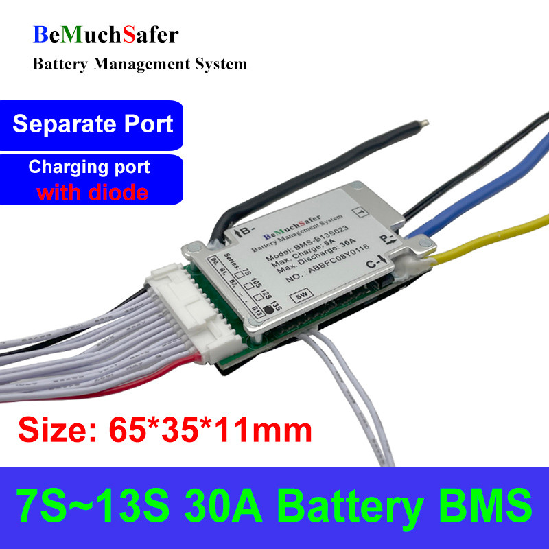 BeMuchSafer 7S 10S 12S 13S 30A Battery BMS 7S30A 10S30A 12S30A 13S30A 24V 36V 43V 48V BMS Compact