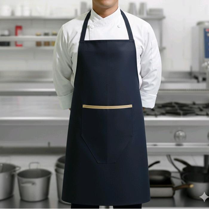 Terbaru Celemek Cheff-Celemek Kain Premium-Celemek Kattun Drill -Celemek Dewasa-Hitam Polos-Celemek
